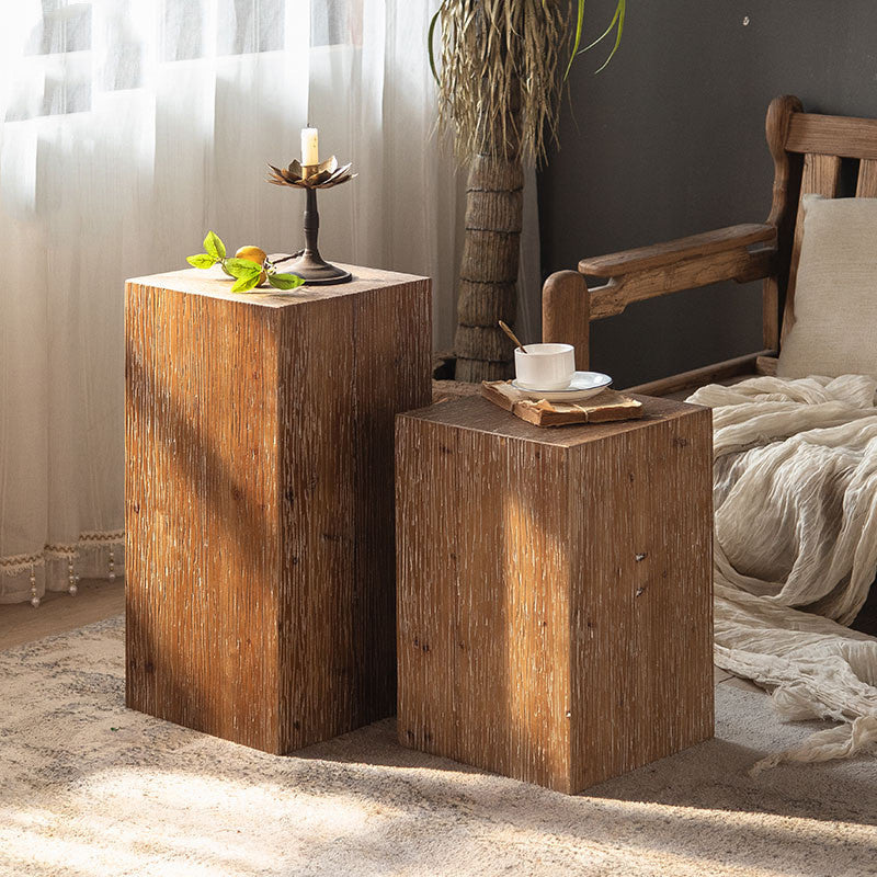 Retro Wood Side Table - Small Square