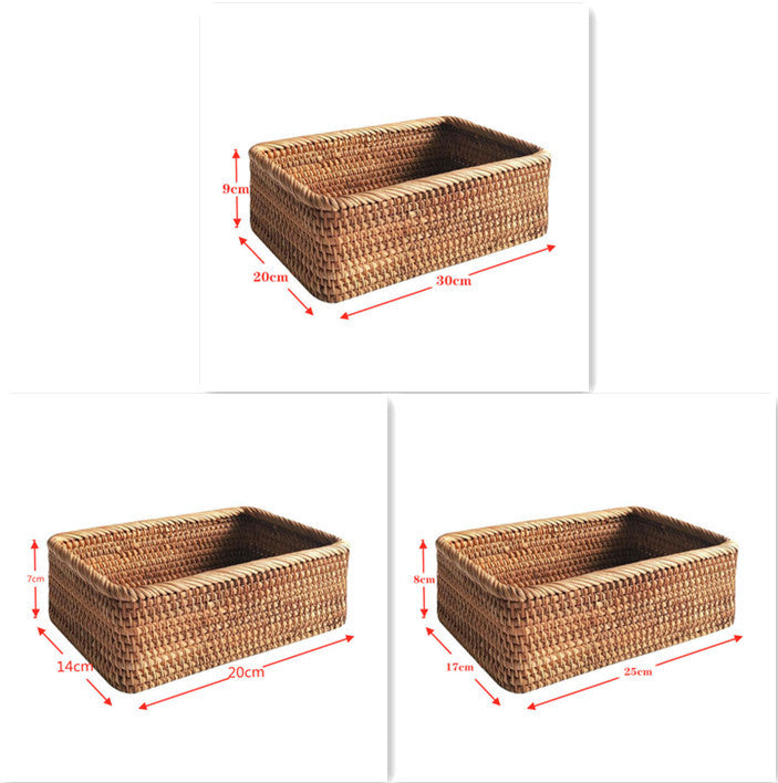 Rattan Storage Basket - Natural Woven Organizer