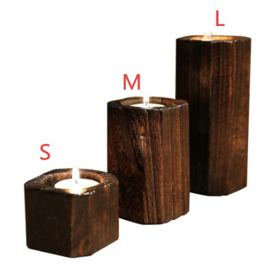 Wood Candle Holder - Simple Natural Candlestick