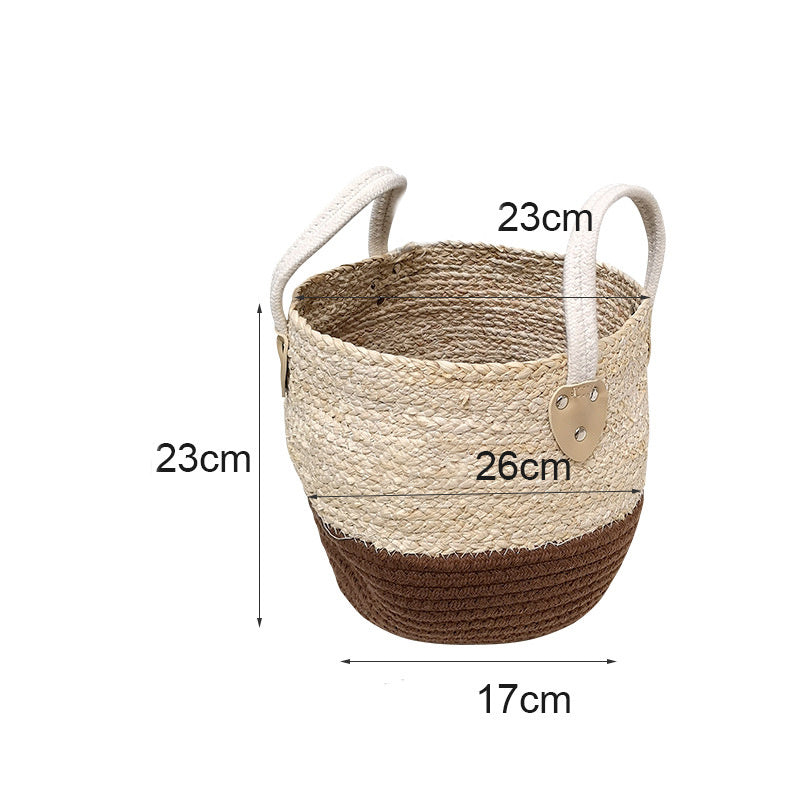 Straw Storage Basket - Natural Rustic Woven Organizer