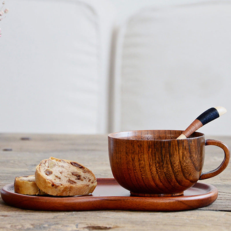 Wood Coffee Mug with Handle - Natural Whole Wood Cup