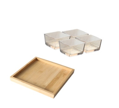 Bamboo Snack Tray - Divided Wooden Serving Platter