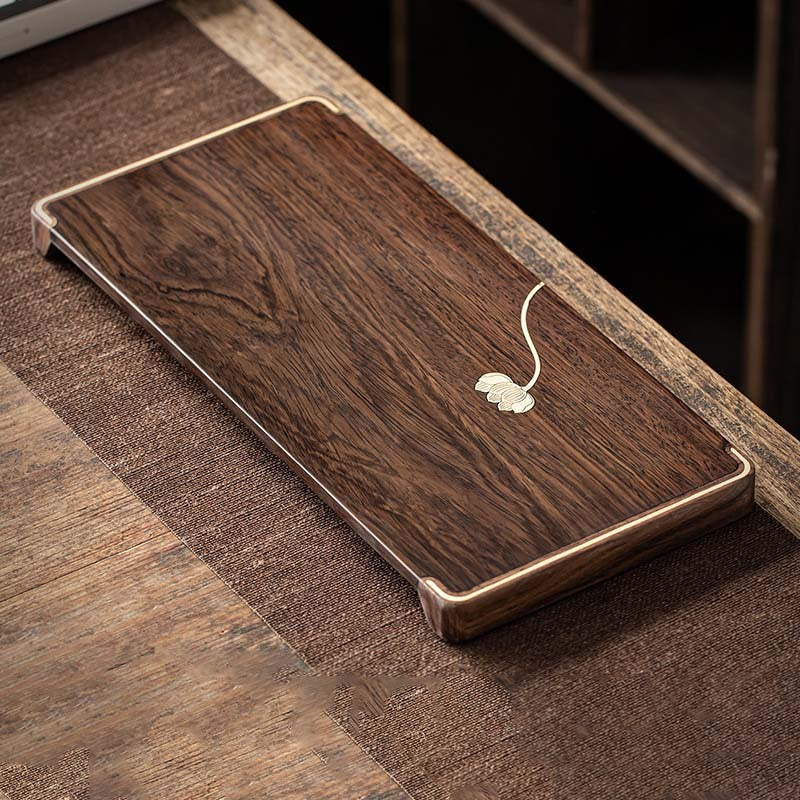 Wood Tea Table with Sandalwood Inlay - Dry Bubble Tray