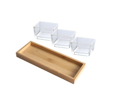 Bamboo Snack Tray - Divided Wooden Serving Platter