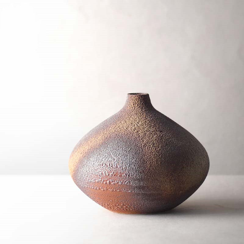 Japanese Stoneware Vase - Wood-fired Ceramic Flower