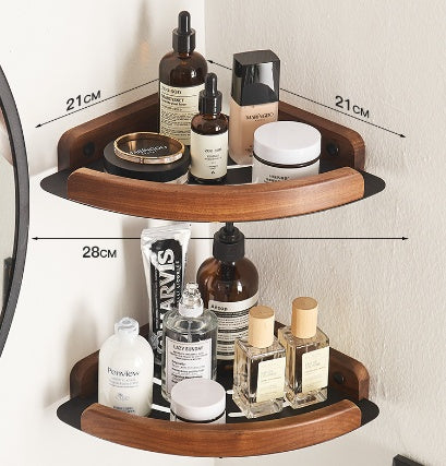 Solid Wood Towel Rack with Shelf - Bathroom Organizer