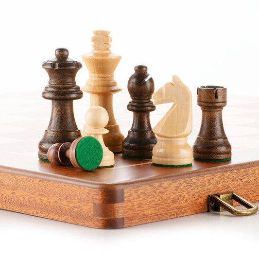 German Walnut Chess Set - Solid Wood Board