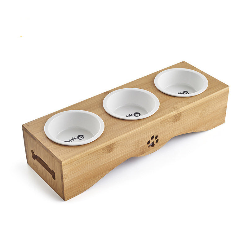 Bamboo Pet Food Table for Cats - Elevated Feeding