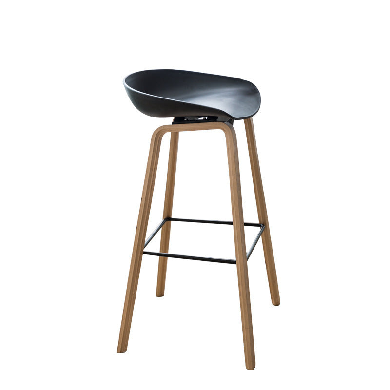 Nordic Wood & Plastic Bar Stool - Modern High Chair