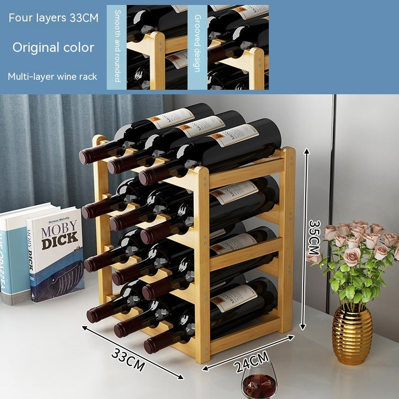 Wood Wine Display Rack - Decorative Cabinet Organizer