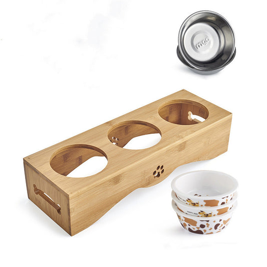 Bamboo Pet Food Table for Cats - Elevated Feeding
