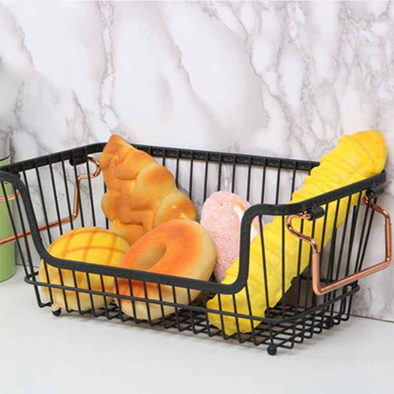 Black Iron Storage Basket - Decorative Home Organizer