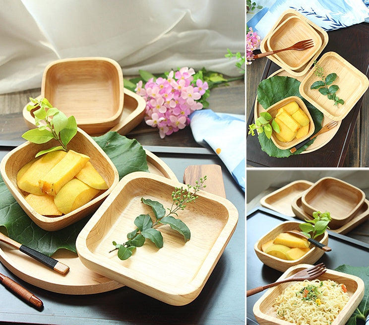 Japanese Rubber Wood Square Plate - Serving Dish