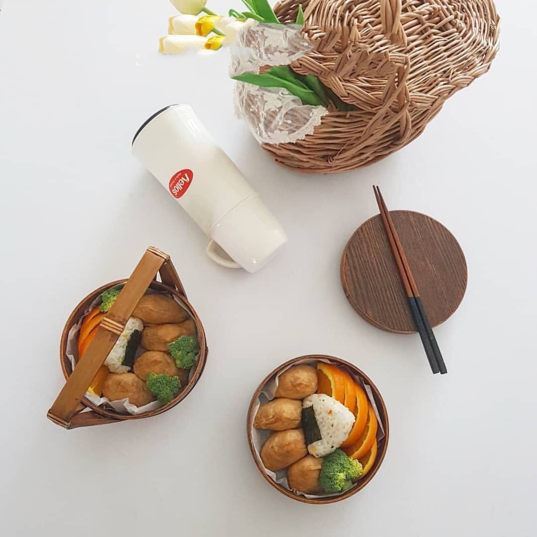 Retro Wood Lunch Box - Portable Picnic Container