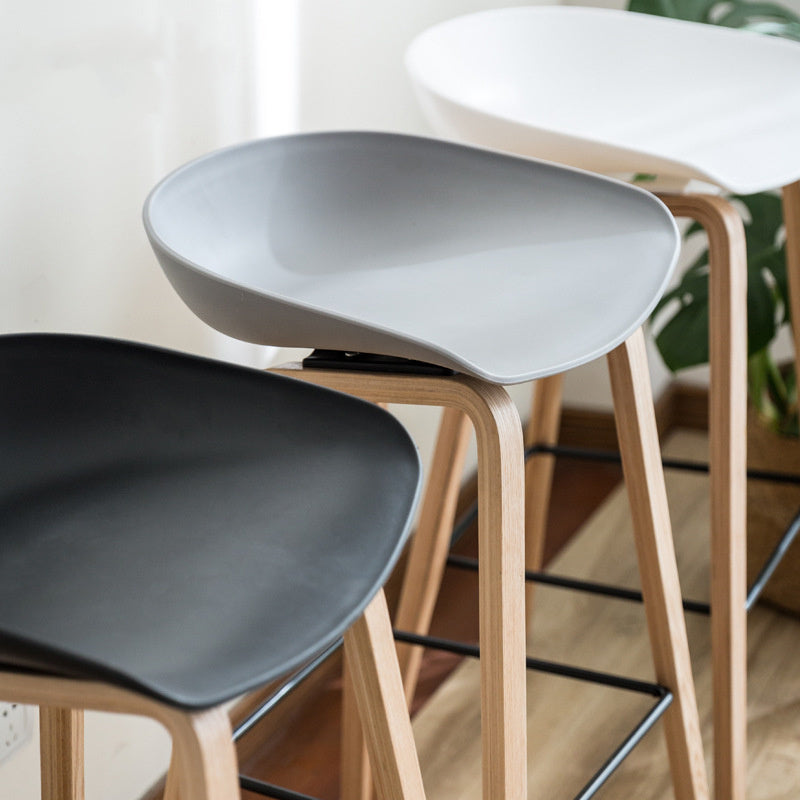 Nordic Wood & Plastic Bar Stool - Modern High Chair