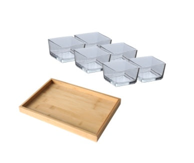 Bamboo Snack Tray - Divided Wooden Serving Platter
