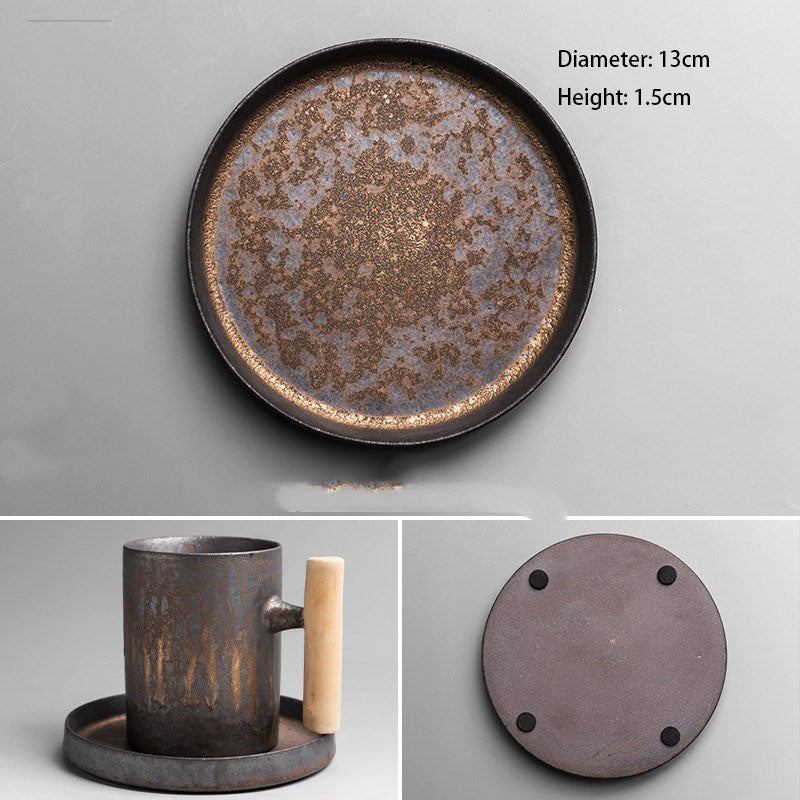 Mug with Gilt Wood Handle - Stylish Coffee Cup