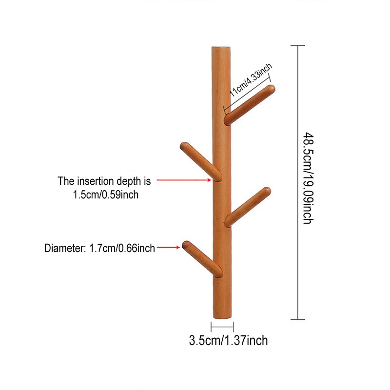 Beech Wood Wall Hook - Modern Minimalist Coat Hook