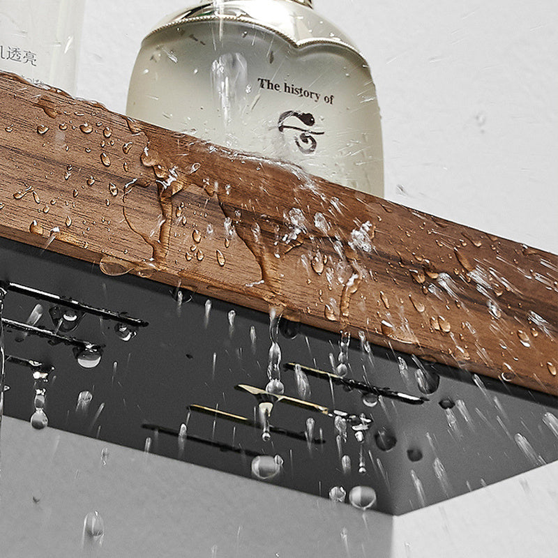 Solid Wood Bathroom Shelves - Non-Drill Storage