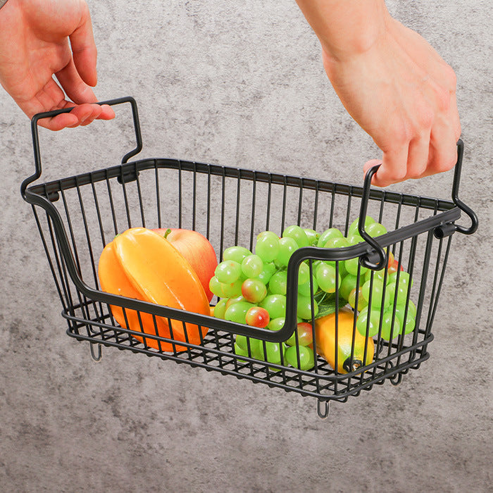 Black Iron Storage Basket - Decorative Home Organizer