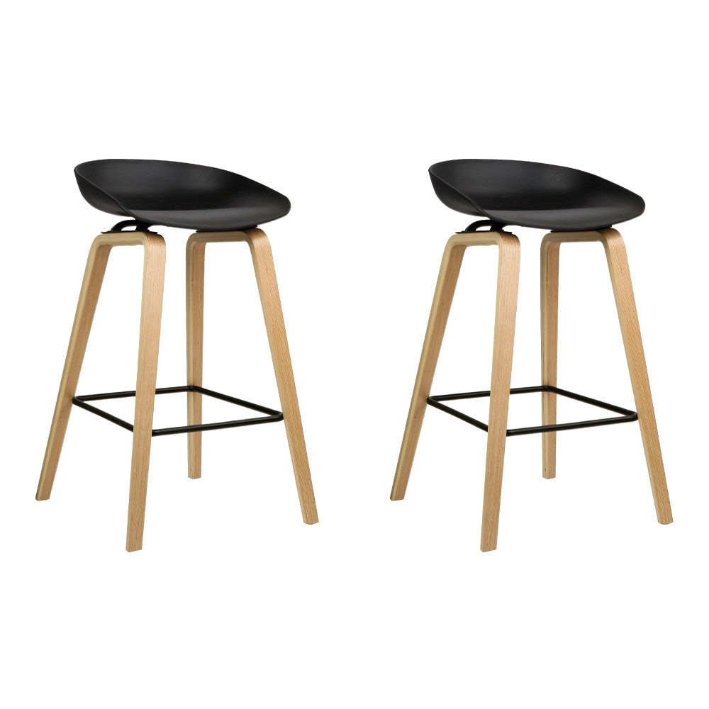 Nordic Wood & Plastic Bar Stool - Modern High Chair