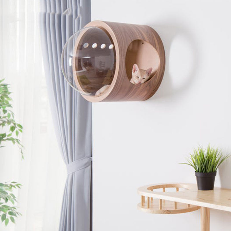 Wood Cat Wall Perch with Springboard - Scratching Post