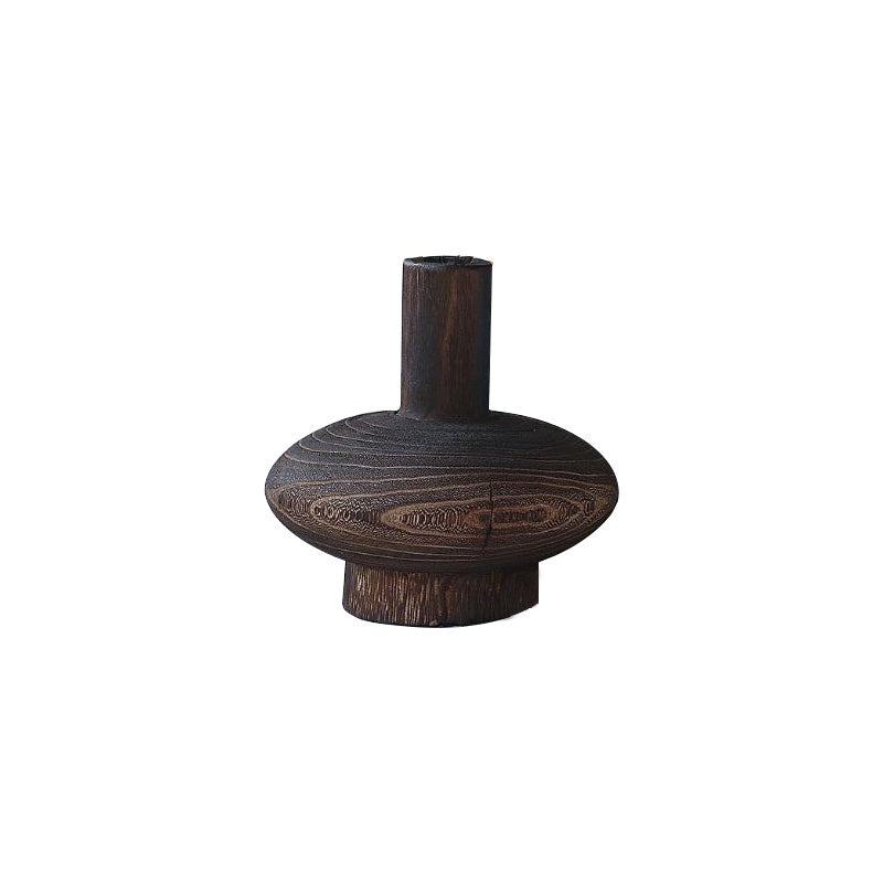 Retro Wood Zen Dried Flower Vase - Home Decor