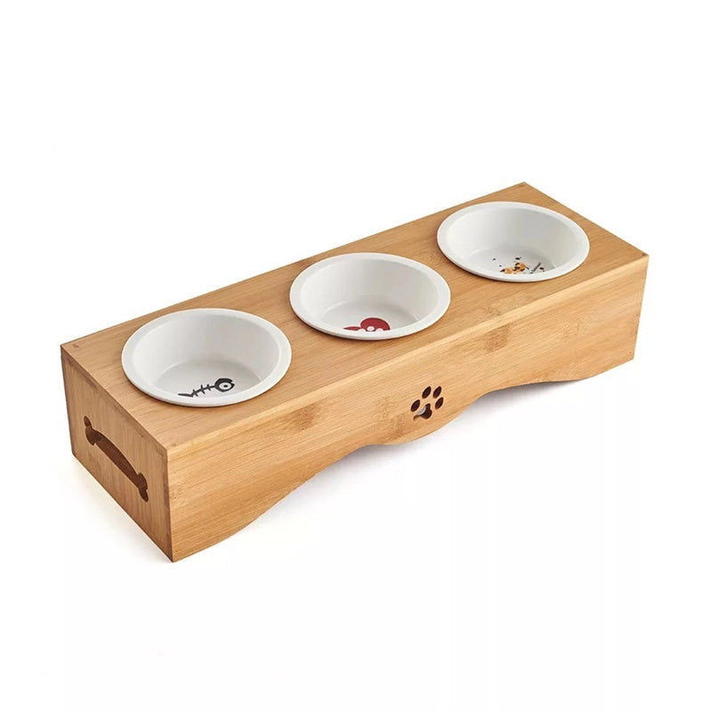 Bamboo Pet Food Table for Cats - Elevated Feeding