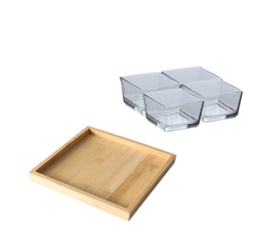 Bamboo Snack Tray - Divided Wooden Serving Platter