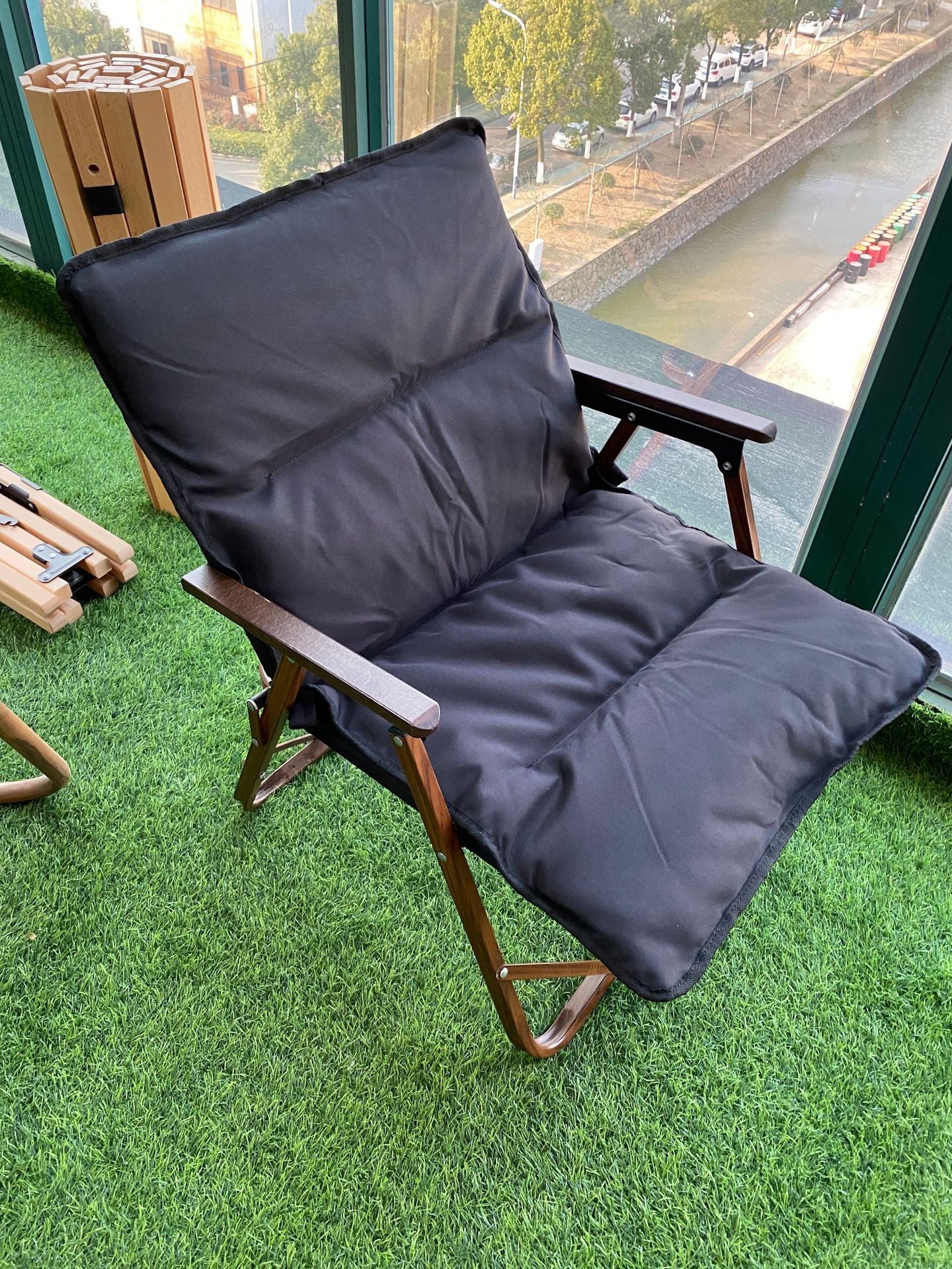 Wood Grain Camping Chair - Lightweight Folding