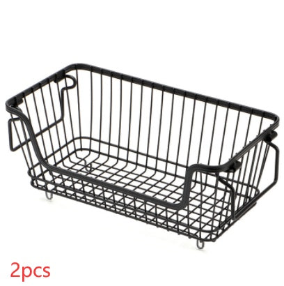 Black Iron Storage Basket - Decorative Home Organizer