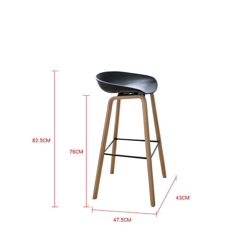 Nordic Wood & Plastic Bar Stool - Modern High Chair