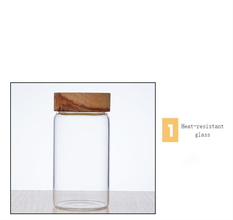 Glass Jam Jar with Wood Lid - Airtight Food Storage
