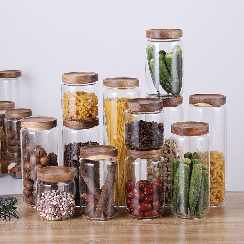 Acacia Wood Sealed Storage Jar - Airtight Food