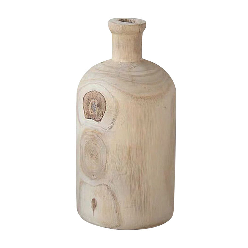 Retro Wood Zen Dried Flower Vase - Home Decor