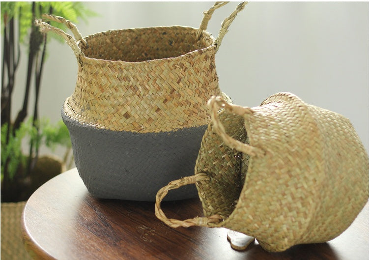 Wicker Planter Basket - Foldable Flower Pot Holder