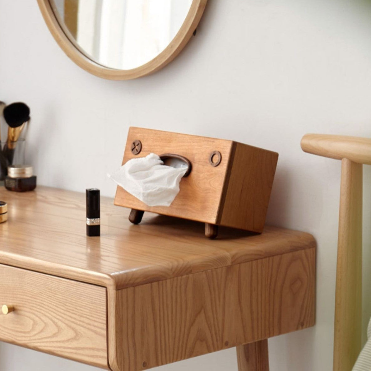 Walnut Wood Tissue Box Cover - Rectangular Holder