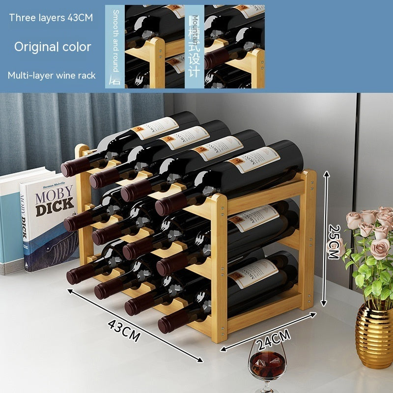 Wood Wine Display Rack - Decorative Cabinet Organizer