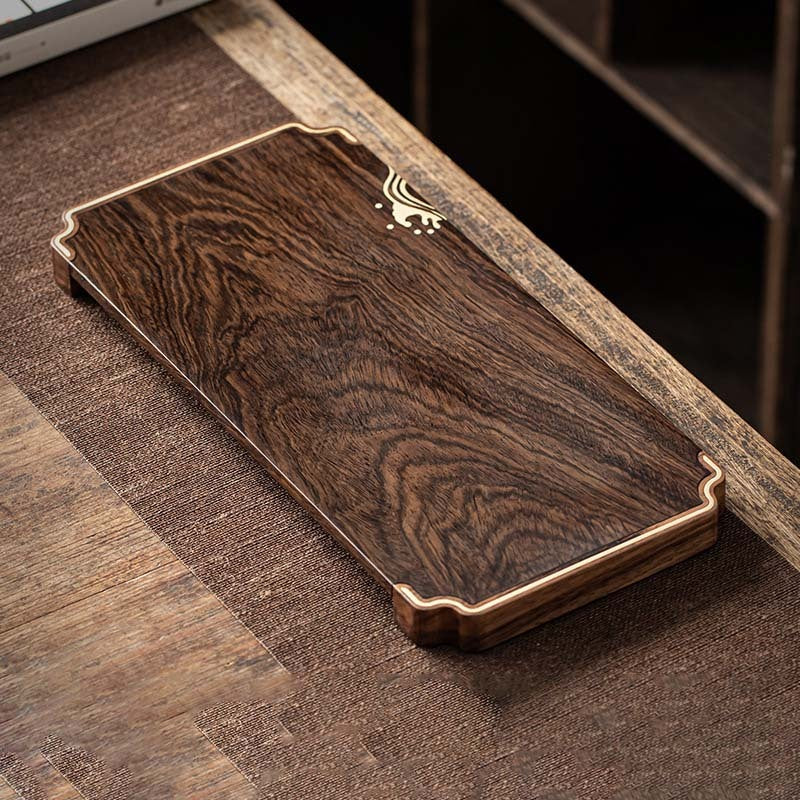 Wood Tea Table with Sandalwood Inlay - Dry Bubble Tray