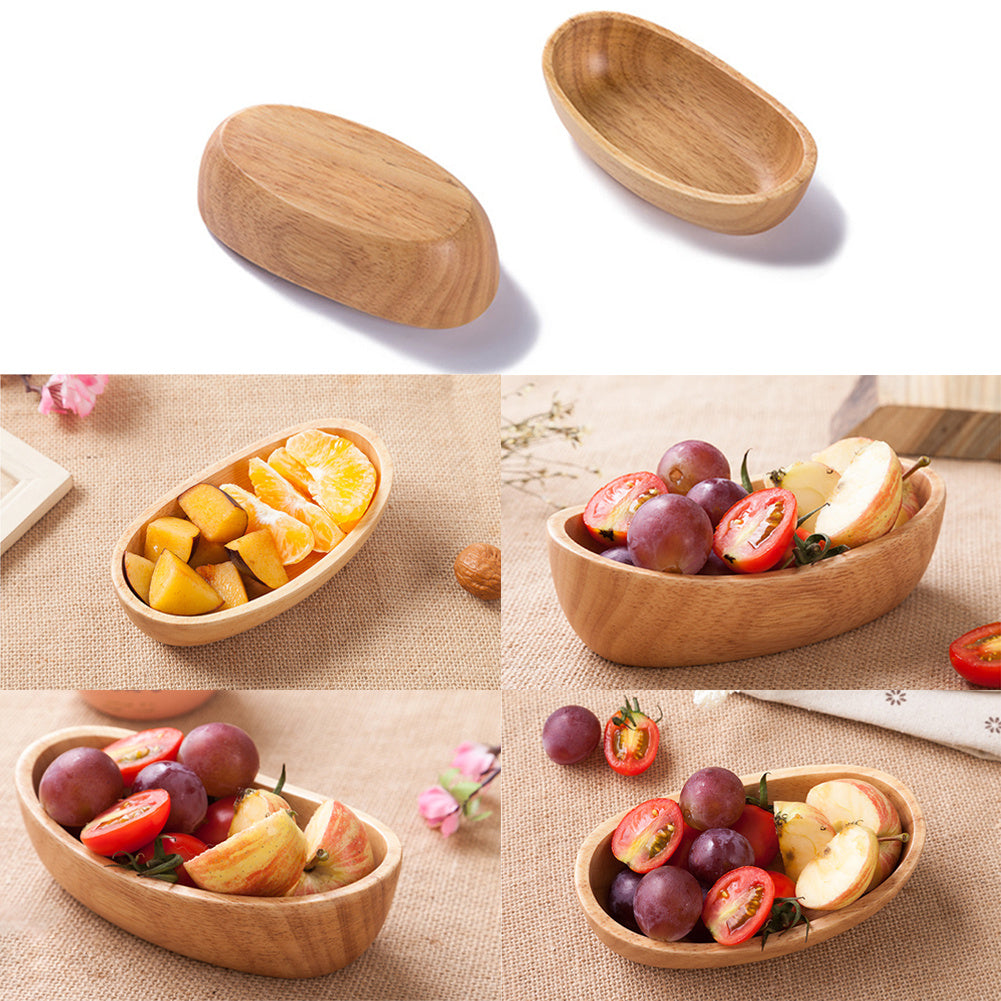 Rubber Wood Compote Bowl - Boat Shaped Salad Bowl