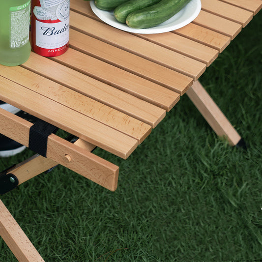 Beech Wood Egg Roll Table - Outdoor Portable Folding