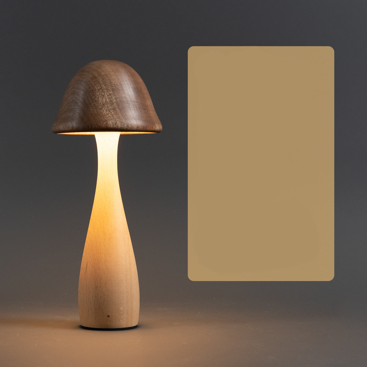 Mushroom Wood Table Lamp - Touch Dimming Night Light
