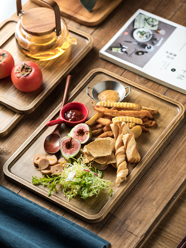 Retro Wood Serving Tray - Vintage Serving Platter