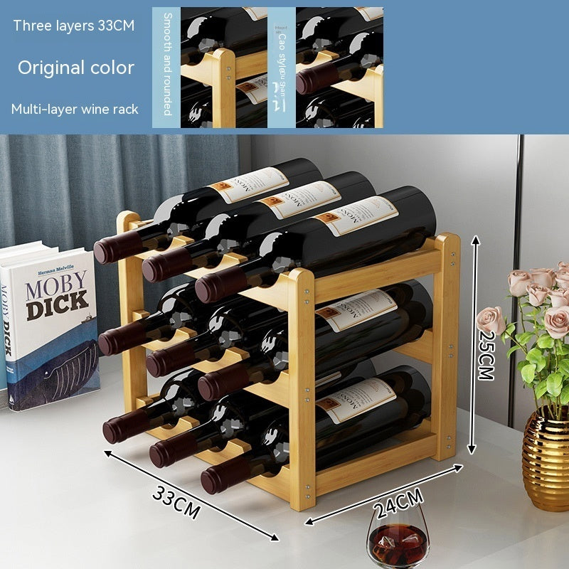 Wood Wine Display Rack - Decorative Cabinet Organizer