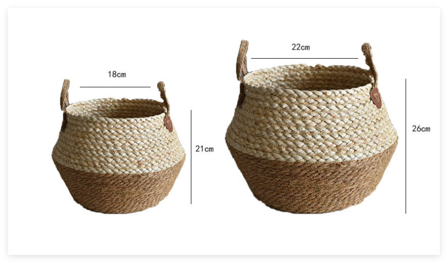 Straw Storage Basket - Natural Rustic Woven Organizer