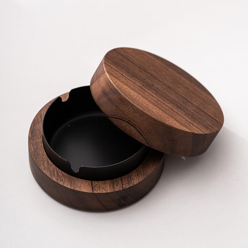 Solid Wood Ashtray - Anti-Fly Ash - Home & Office