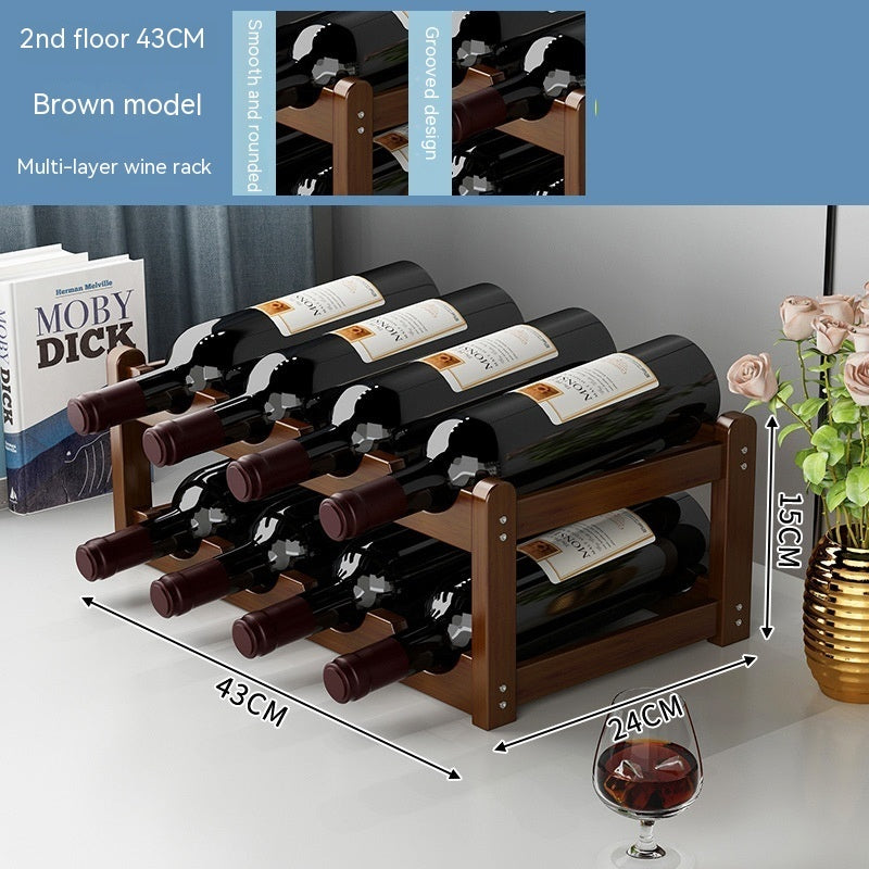 Wood Wine Display Rack - Decorative Cabinet Organizer
