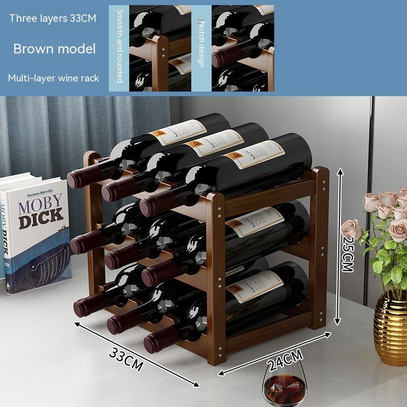 Wood Wine Display Rack - Decorative Cabinet Organizer