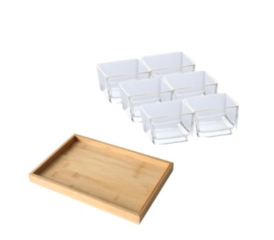 Bamboo Snack Tray - Divided Wooden Serving Platter
