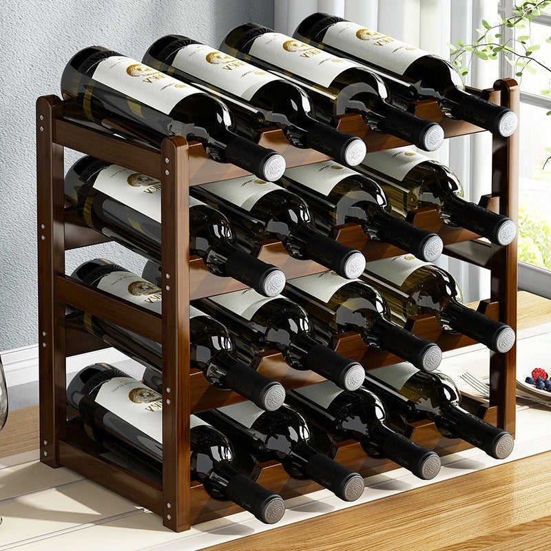 Wood Wine Display Rack - Decorative Cabinet Organizer